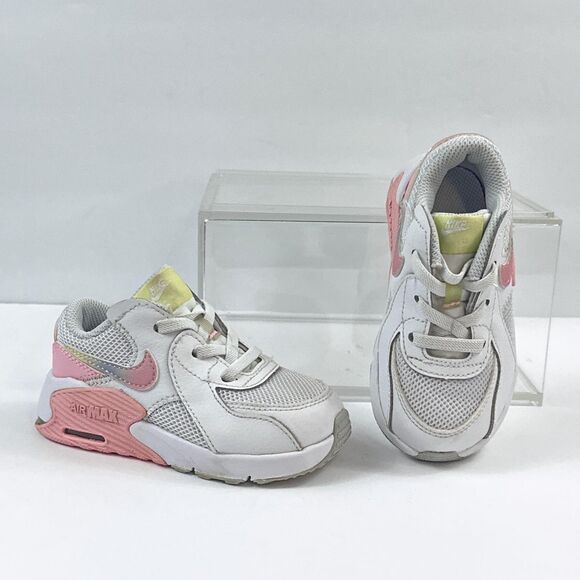 Nike Air Max Shoes Youth Girls 7C White Pink Yellow Athletic Sneakers CW5830-100 - Picture 1 of 10